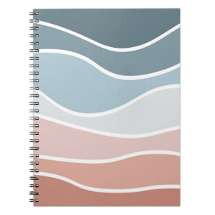 Caderno Espiral Design do estilo retro azul e rosa