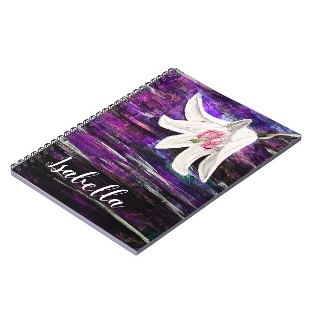 Caderno Espiral Design do Flor de Nome Personalizado (Left Side)