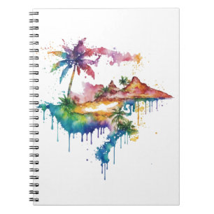 Caderno Espiral Design do Havaí com espalhadores coloridos