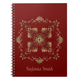 Caderno Espiral Design dourado do inclinação barroco do estilo