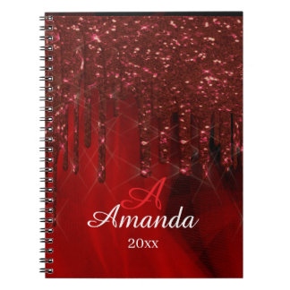 Caderno Espiral Design elegante com brilho vermelho