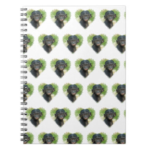 Caderno Espiral Design em forma de coração com Bonobo Baby Ape