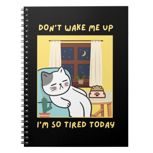 Caderno Espiral design engraçado de gato para crianças - design mo (Frente)