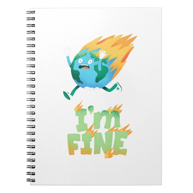 Caderno Espiral Design engraçado de mudança climática da Terra “Es (Frente)