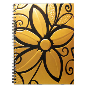 Caderno Espiral Design Floral Amarelo-Ouro radiante