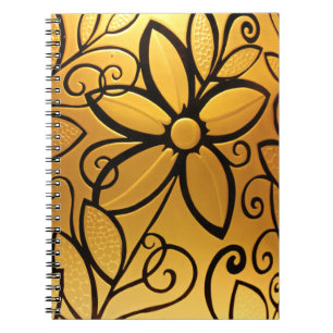 Caderno Espiral Design Floral Amarelo Ouro radiante