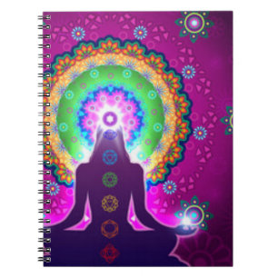 Caderno Espiral Design floral do teste padrão da meditação de