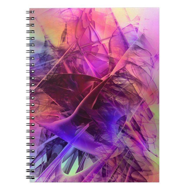 Caderno Espiral Design frontal de Abstrato roxo e pinks moderno (Frente)