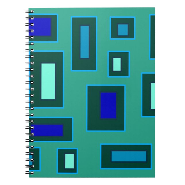 Caderno Espiral Design geométrico azul e verde (Frente)