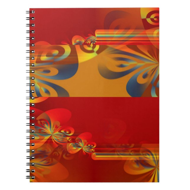 Caderno Espiral Design gráfico sem costura - laranja vermelha I (Frente)