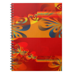Caderno Espiral Design gráfico sem emenda - laranja vermelha mim