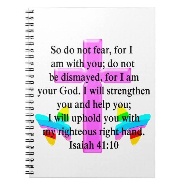 Caderno Espiral DESIGN ISAIAH 41:10 bonito SCRIPTURE (Frente)