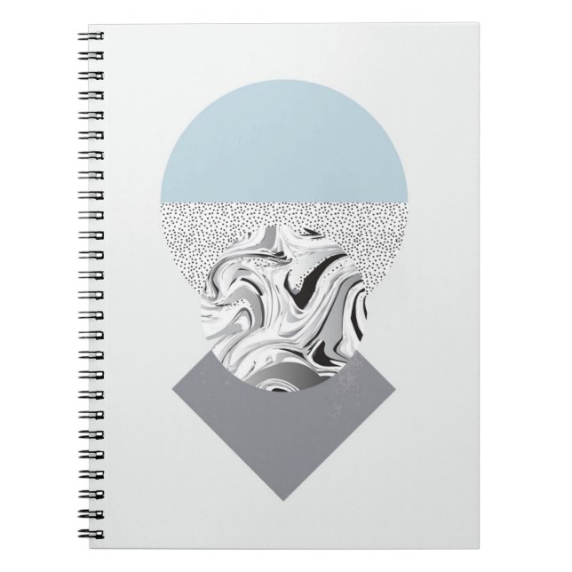 Caderno Espiral Design minimalista da onda & dos pontos (Frente)