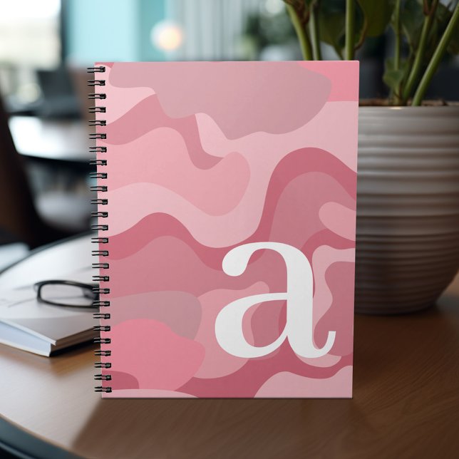 Caderno Espiral Design mínimo com uma linha rosa imensa moderna mo (Personalized notebook with custom text - add your name and other options)