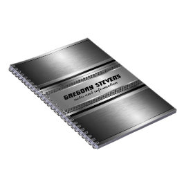 Caderno Espiral Design Monogramas de Faux prata Masculina