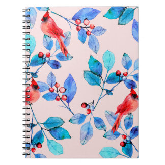 Caderno Espiral design padrão do caleidoscópio vermelho abstrato
