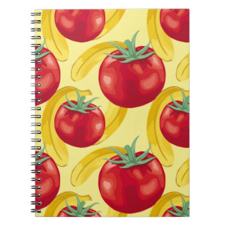 Caderno Espiral Design perfeito de tomate vermelho e frutas