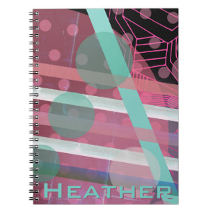 Caderno Espiral Design personalizado/rosa e turquesa/abstrato