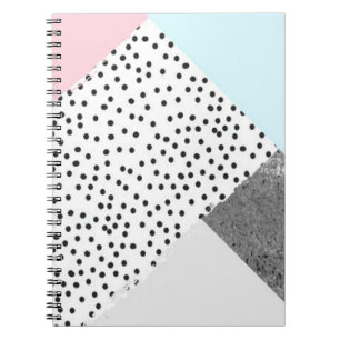 Caderno Espiral Design pontilhado de Geomtric mármore Pastel
