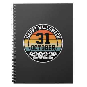 Caderno Espiral Design retrô do pôr do sol de Halloween 31 de outu