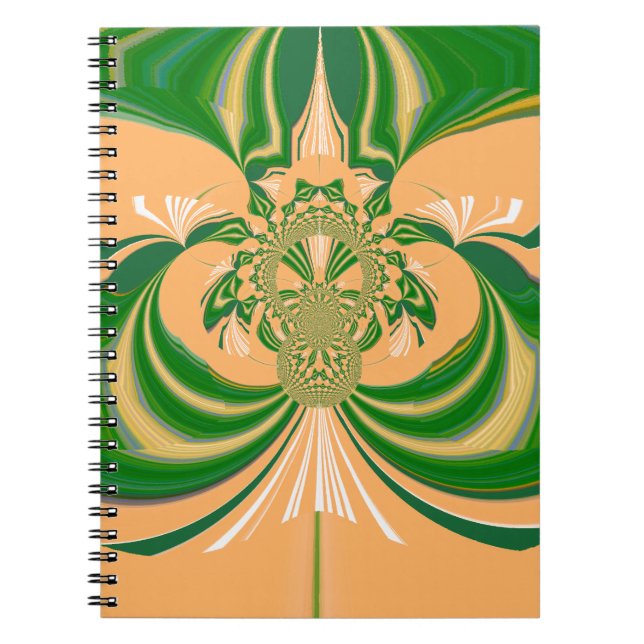 Caderno Espiral Design verde amarelo. (Frente)