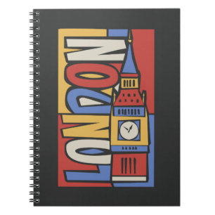Caderno Espiral Design vibrante de Londres, Inglaterra Handrawn