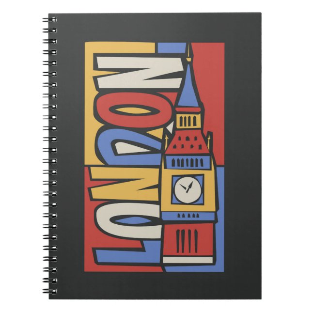 Caderno Espiral Design vibrante de Londres, Inglaterra | Handrawn (Frente)