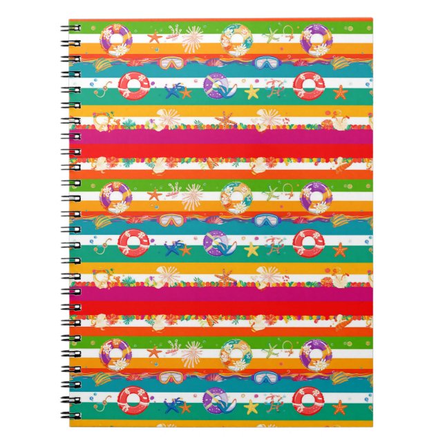 Caderno Espiral Design vibrante de praia de verão (Frente)