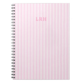 Caderno Espiral Design Vintage com Faixa Rosa 3 Iniciais Monograma