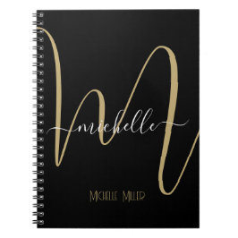 Caderno Espiral designação comercial inicial do monograma de ouro