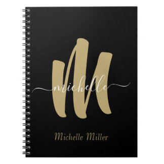 Caderno Espiral designação comercial inicial do monograma preto mo