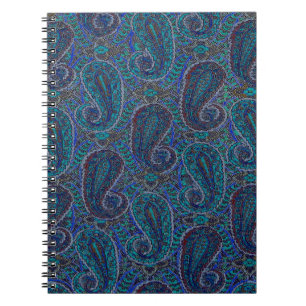 Caderno Espiral Designer de Boho de Paisley Azul