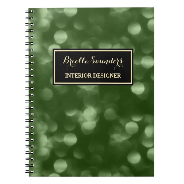 Caderno Espiral Designer de Interiores Green Bokeh (Frente)