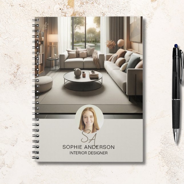 Caderno Espiral Designer de Interiores Monograma Personalizado Pro (Create your own branded notebook.)