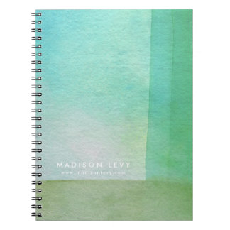 Caderno Espiral Designer Linhas Verdes Aquarela Mo