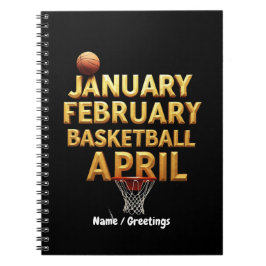Caderno Espiral Designs de abril de fevereiro de basquetebol legal
