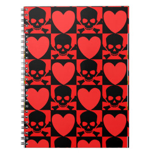 Caderno Espiral Designs with Skulls and Hearts Back to School