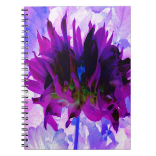 Caderno Espiral Deslumbrante Dália Cacto Roxa e Preta