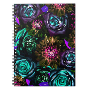 Caderno Espiral Deslumbrante Floral Floral Negrito Glamour