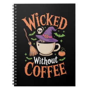 Caderno Espiral Despertado Sem Dia de as Bruxas engraçado De Café