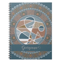 Caderno Espiral Destaque de Teal e Abstrato de Dourado Personaliza