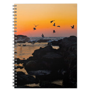Caderno Espiral Destino tropical da palma do por do sol da praia