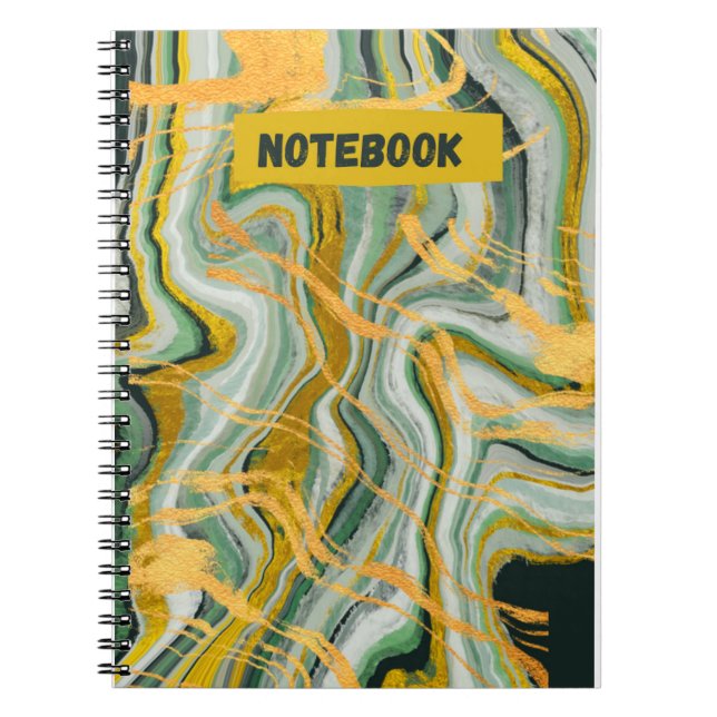 Caderno Espiral detalhes em verde e dourado (Frente)