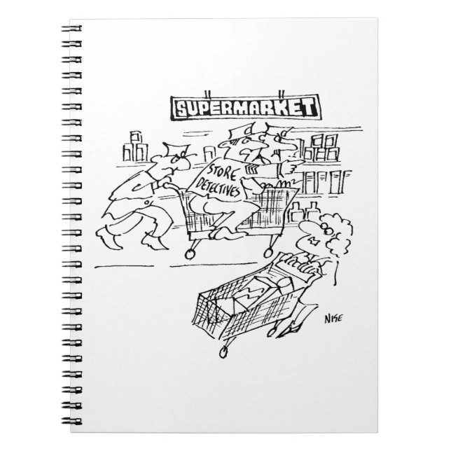 Caderno Espiral Detetives de armazenamento em um supermercado (Frente)