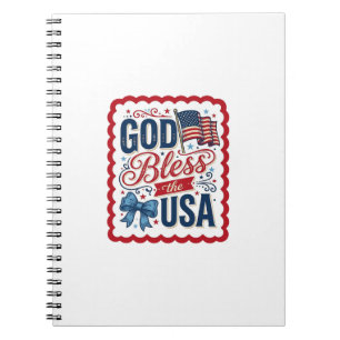 Caderno Espiral Deus Abençoe Os EUA Camisa Vintage Patriótica Desi