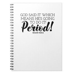 Caderno Espiral Deus disse Arte Versa Bíblia reclamando as promess