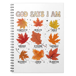 Caderno Espiral Deus disse que eu vou cair no outono colheita Graç