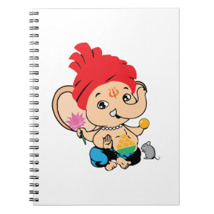Caderno Espiral Deus Hindu do bebê bonito do Bal Ganesh Ganapathy