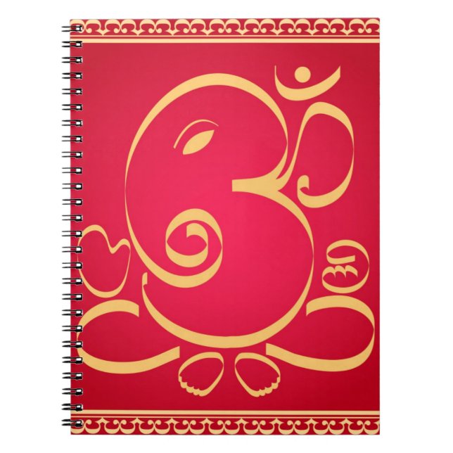 Caderno Espiral Deus OM Ganesha no vermelho (Frente)