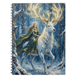 Caderno Espiral Deusa Celta & Veado Branco Radiante